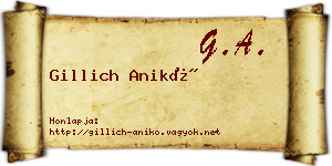 Gillich Anikó névjegykártya